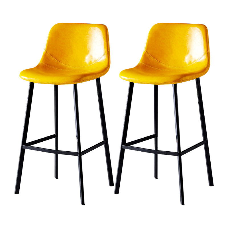 Industrial Leather Metal Counter Stools Low Back Bar Stools with Bucket Seat