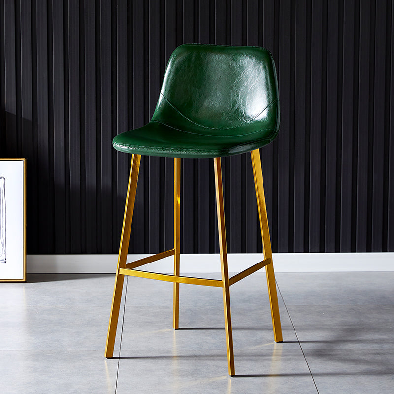 Industrial Leather Metal Counter Stools Low Back Bar Stools with Bucket Seat