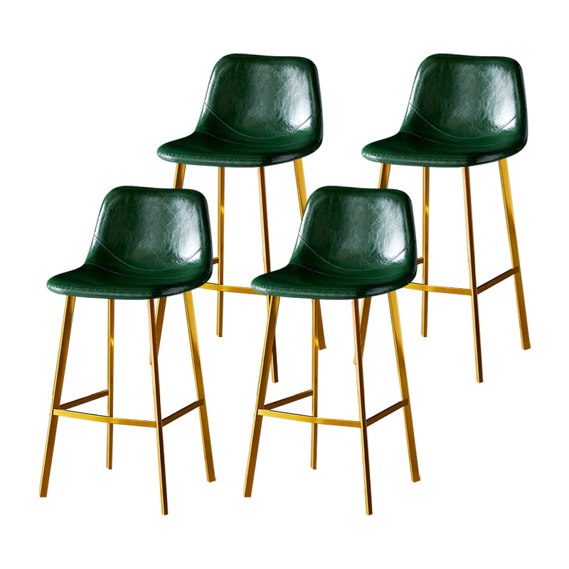 Industrial Leather Metal Counter Stools Low Back Bar Stools with Bucket Seat