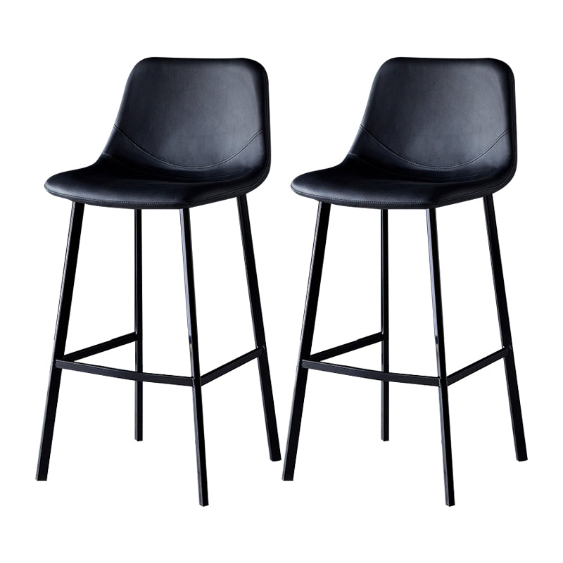 Industrial Leather Metal Counter Stools Low Back Bar Stools with Bucket Seat