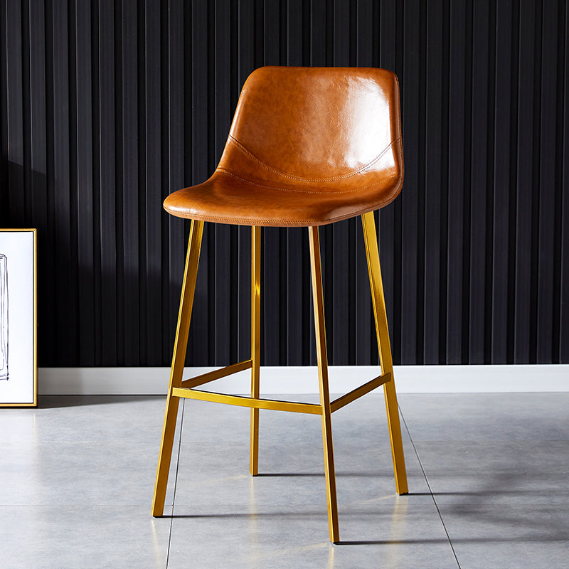Industrial Leather Metal Counter Stools Low Back Bar Stools with Bucket Seat