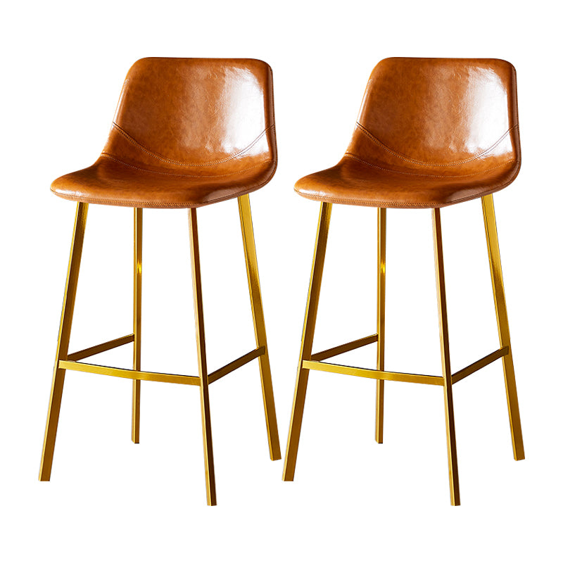 Industrial Leather Metal Counter Stools Low Back Bar Stools with Bucket Seat