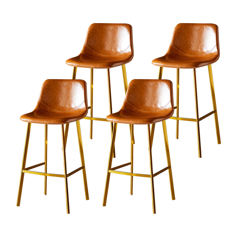 Industrial Leather Metal Counter Stools Low Back Bar Stools with Bucket Seat
