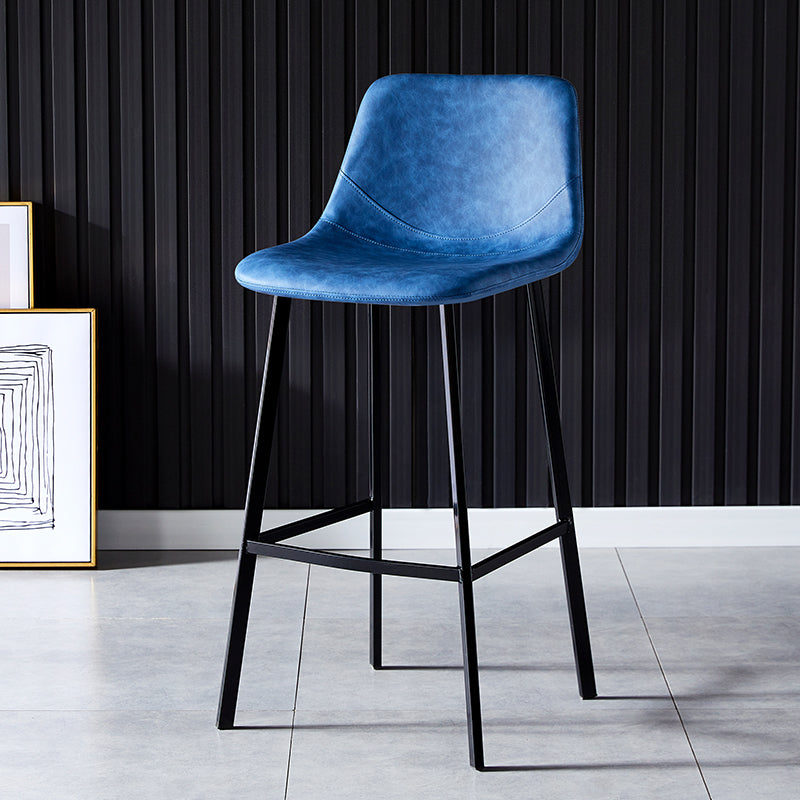 Industrial Leather Metal Counter Stools Low Back Bar Stools with Bucket Seat