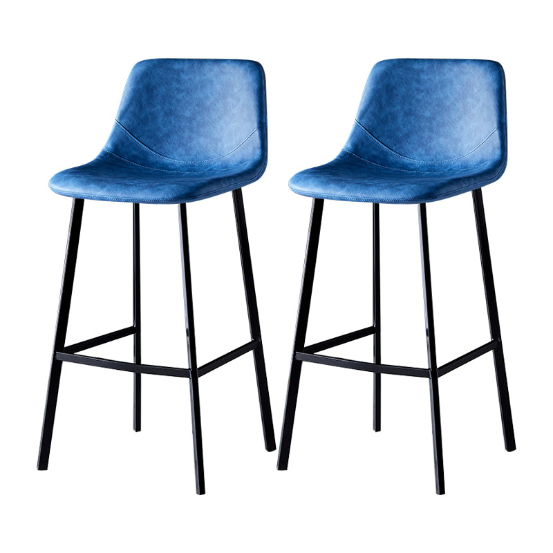 Industrial Leather Metal Counter Stools Low Back Bar Stools with Bucket Seat