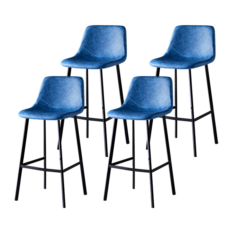Industrial Leather Metal Counter Stools Low Back Bar Stools with Bucket Seat
