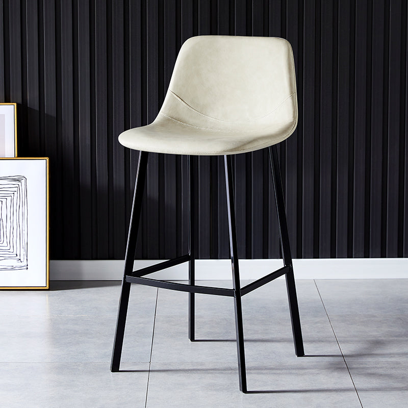 Industrial Leather Metal Counter Stools Low Back Bar Stools with Bucket Seat