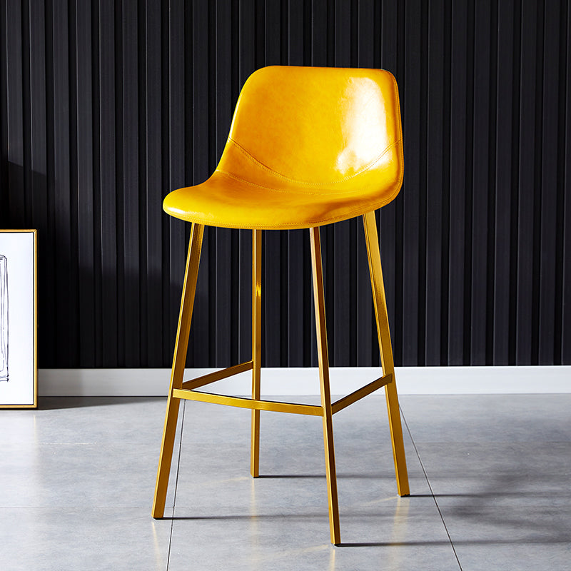 Industrial Leather Metal Counter Stools Low Back Bar Stools with Bucket Seat