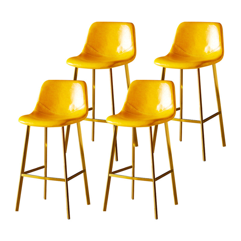 Industrial Leather Metal Counter Stools Low Back Bar Stools with Bucket Seat