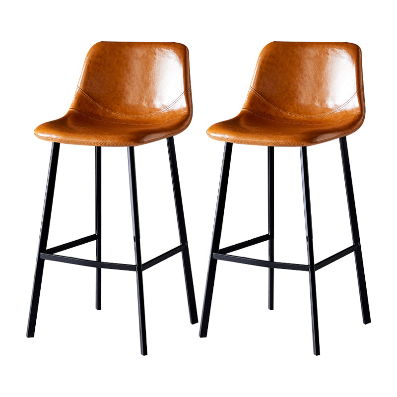 Industrial Leather Metal Counter Stools Low Back Bar Stools with Bucket Seat