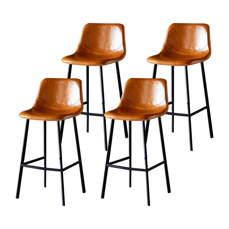 Industrial Leather Metal Counter Stools Low Back Bar Stools with Bucket Seat