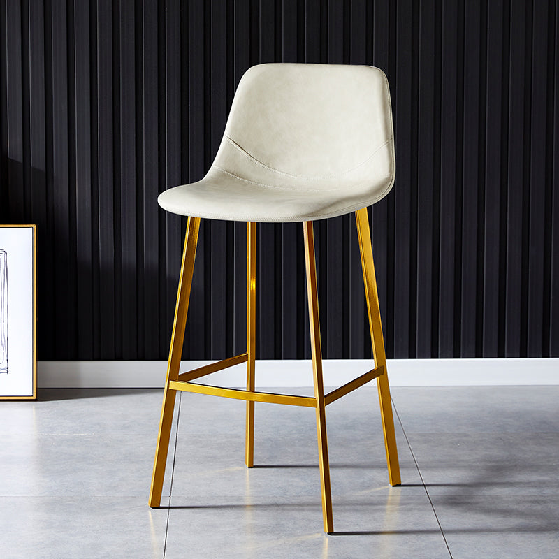 Industrial Leather Metal Counter Stools Low Back Bar Stools with Bucket Seat