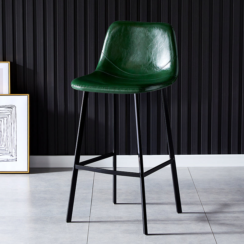 Industrial Leather Metal Counter Stools Low Back Bar Stools with Bucket Seat
