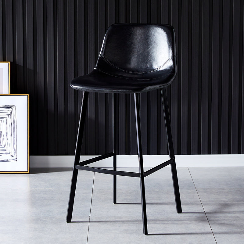Industrial Leather Metal Counter Stools Low Back Bar Stools with Bucket Seat
