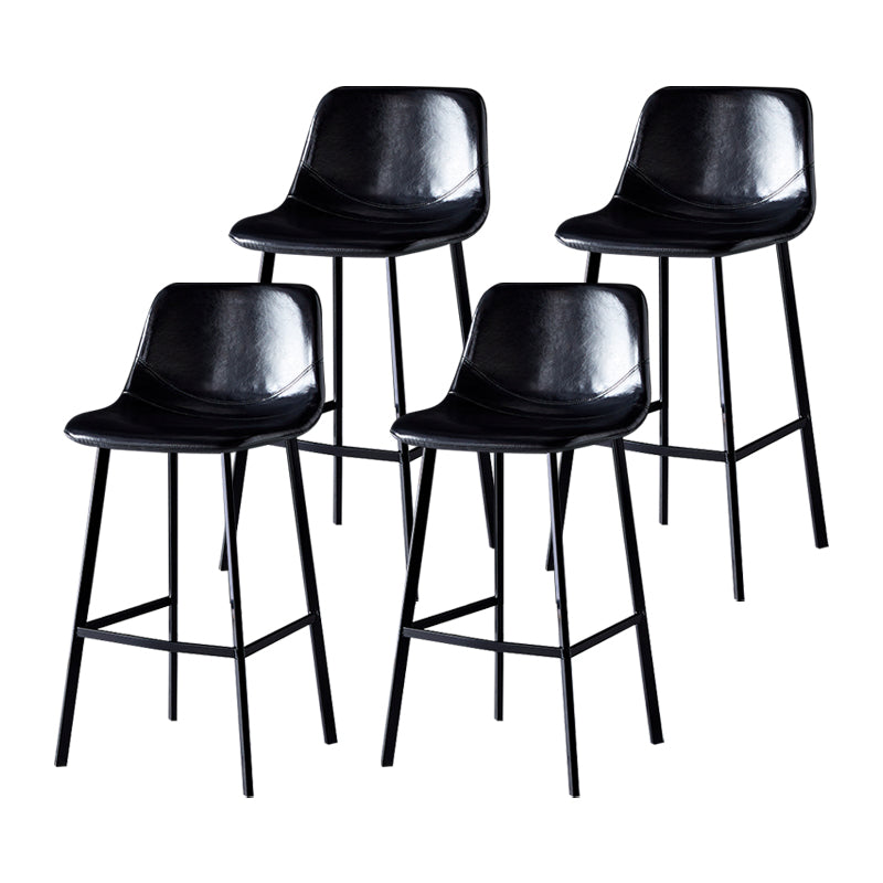 Industrial Leather Metal Counter Stools Low Back Bar Stools with Bucket Seat