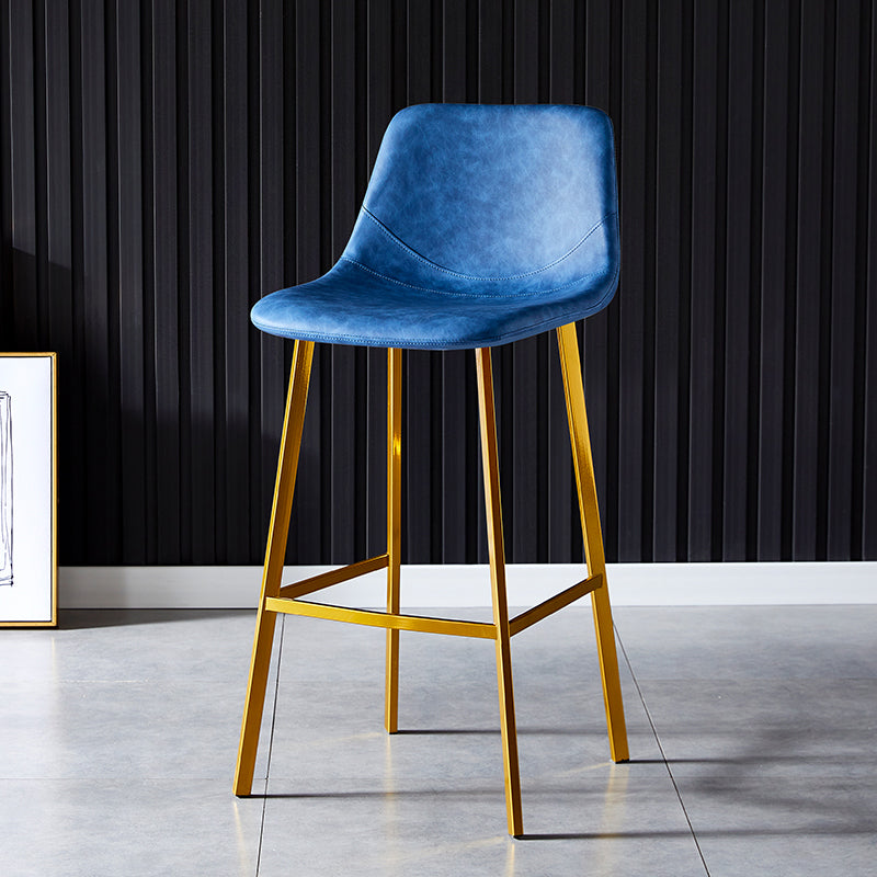 Industrial Leather Metal Counter Stools Low Back Bar Stools with Bucket Seat