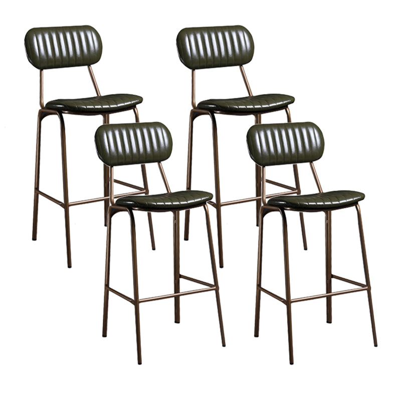 Industrial Leather Metal Counter Stools Low Back Bar Stools with 4 Legs