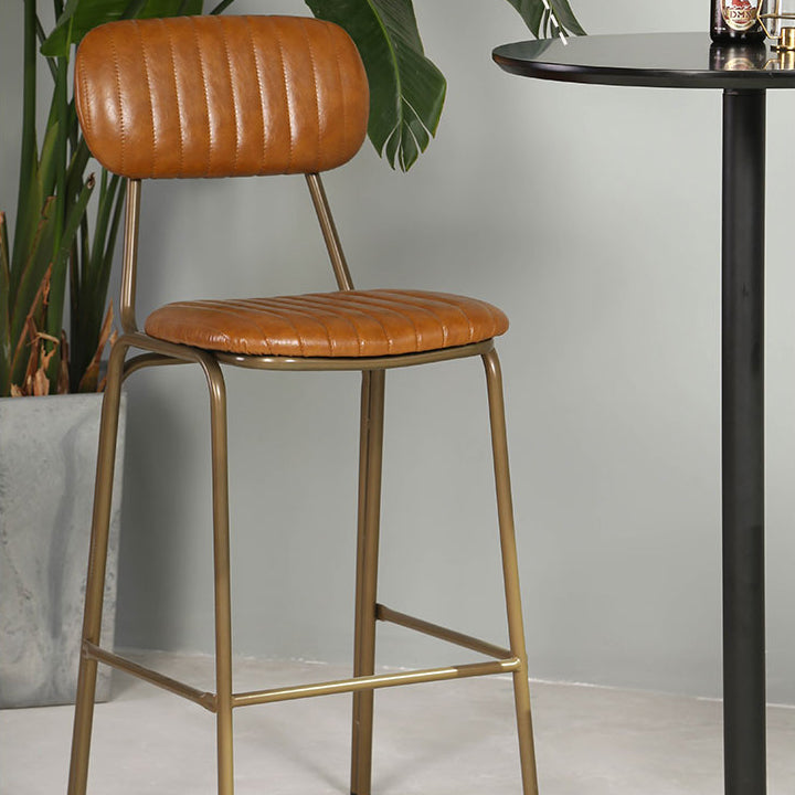 Industrial Leather Metal Counter Stools Low Back Bar Stools with 4 Legs