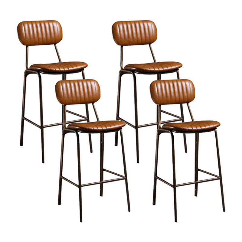 Industrial Leather Metal Counter Stools Low Back Bar Stools with 4 Legs