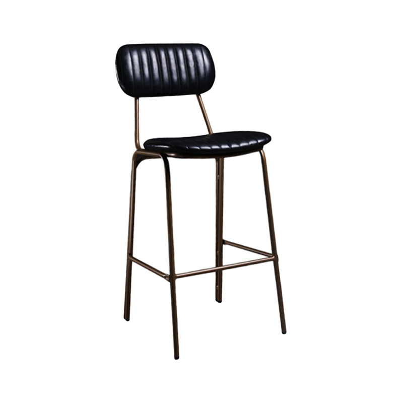Industrial Leather Metal Counter Stools Low Back Bar Stools with 4 Legs