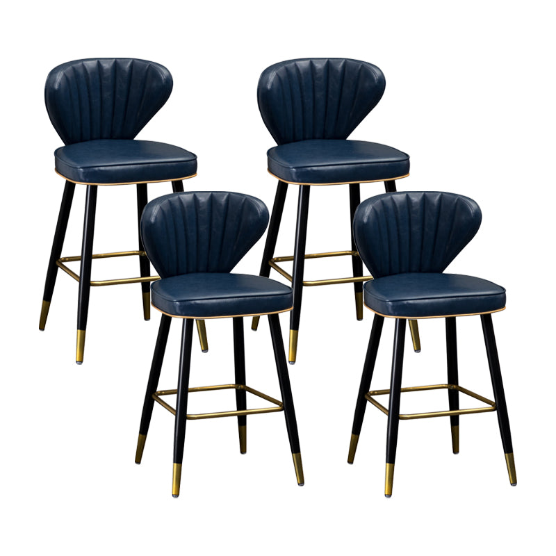 Sgabelli da bar sul retro in cuoio in pelle industriale con 4 gambe