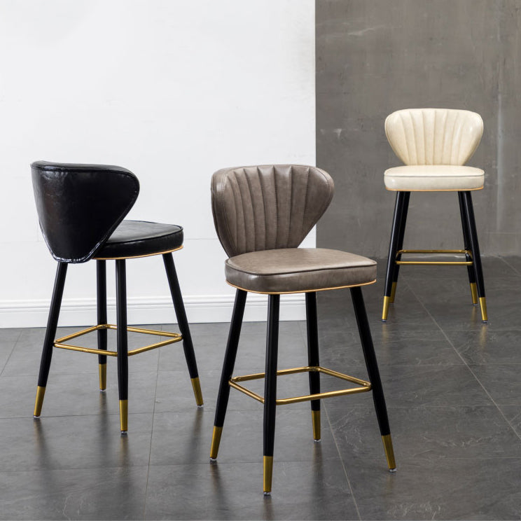 Sgabelli da bar sul retro in cuoio in pelle industriale con 4 gambe