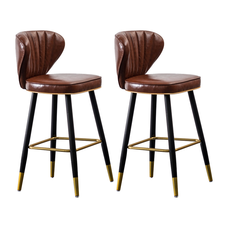 Sgabelli da bar sul retro in cuoio in pelle industriale con 4 gambe