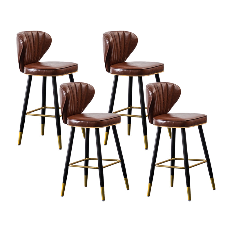 Sgabelli da bar sul retro in cuoio in pelle industriale con 4 gambe