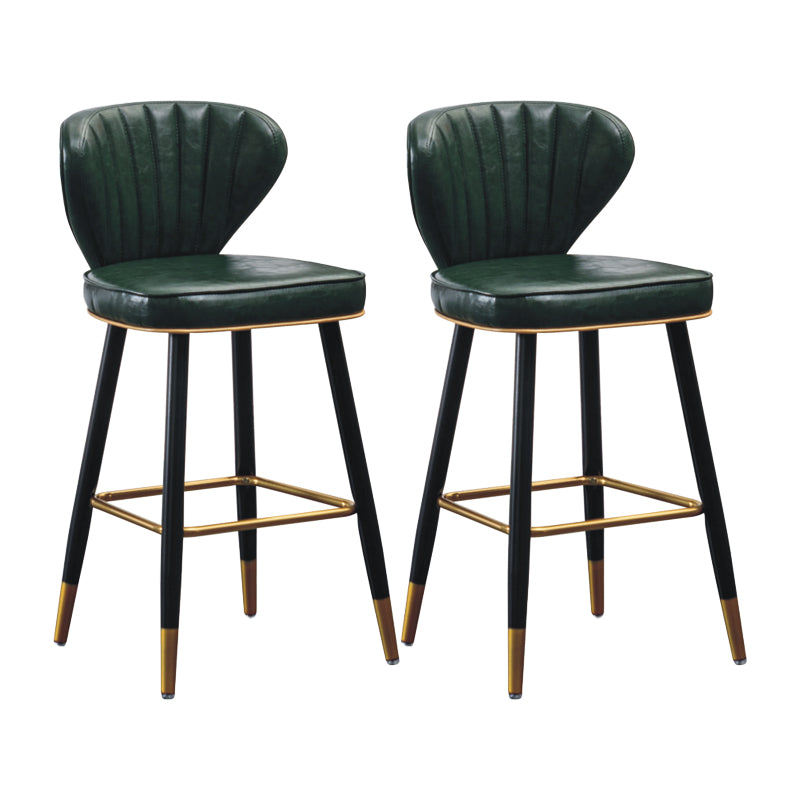 Sgabelli da bar sul retro in cuoio in pelle industriale con 4 gambe