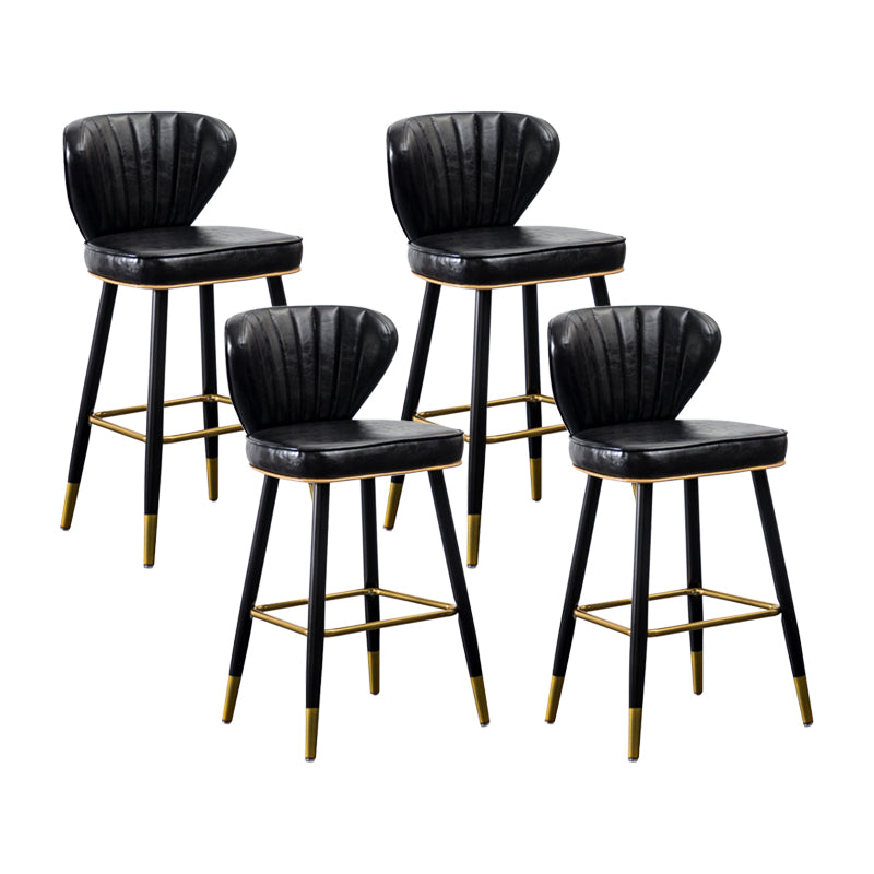 Sgabelli da bar sul retro in cuoio in pelle industriale con 4 gambe