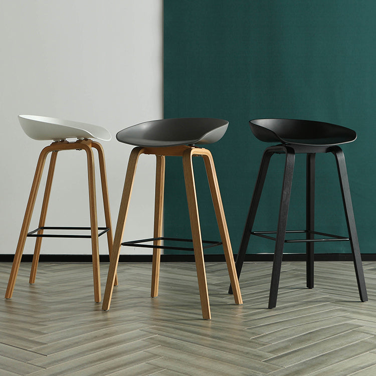 Taburetes contadores simples contemporáneos taburete de bar de madera interior con patas de 30 pulgadas con asiento de plástico