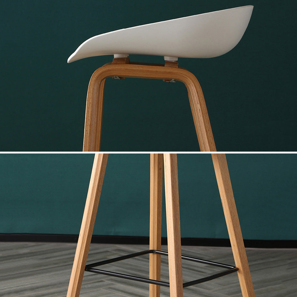 Taburetes contadores simples contemporáneos taburete de bar de madera interior con patas de 30 pulgadas con asiento de plástico