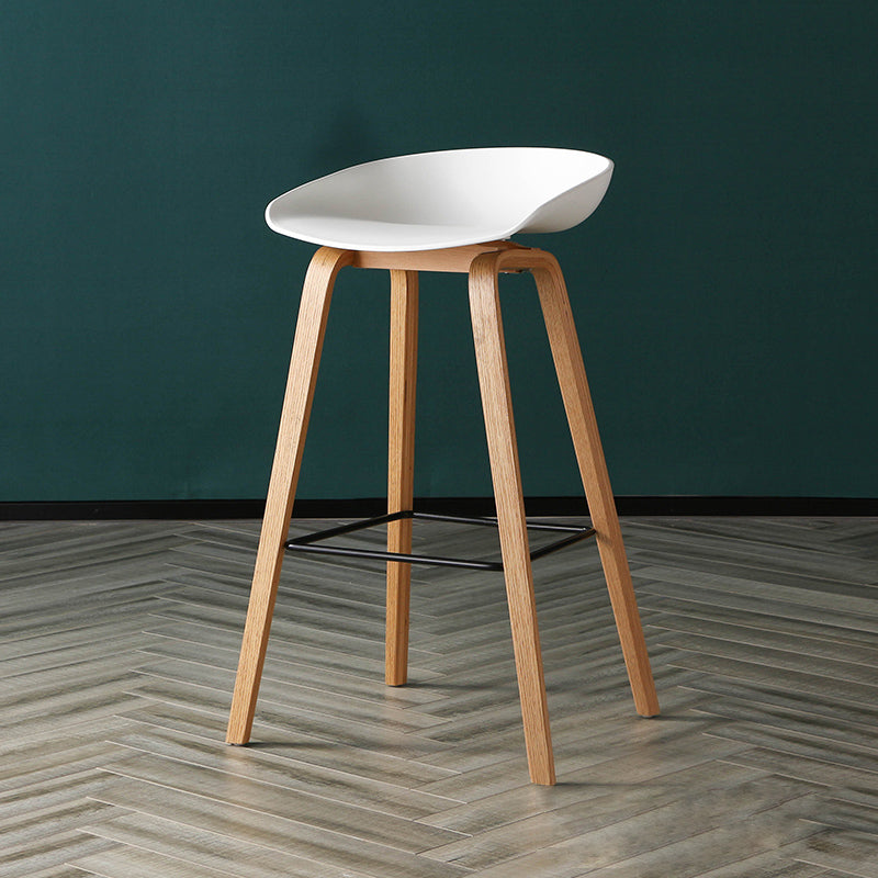 Taburetes contadores simples contemporáneos taburete de bar de madera interior con patas de 30 pulgadas con asiento de plástico