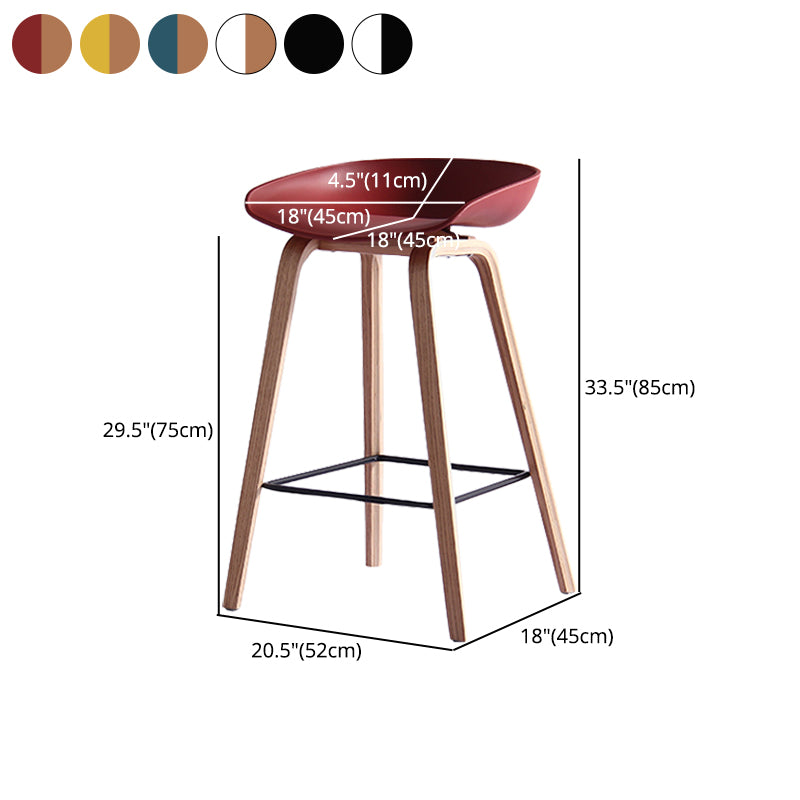 Taburetes contadores simples contemporáneos taburete de bar de madera interior con patas de 30 pulgadas con asiento de plástico
