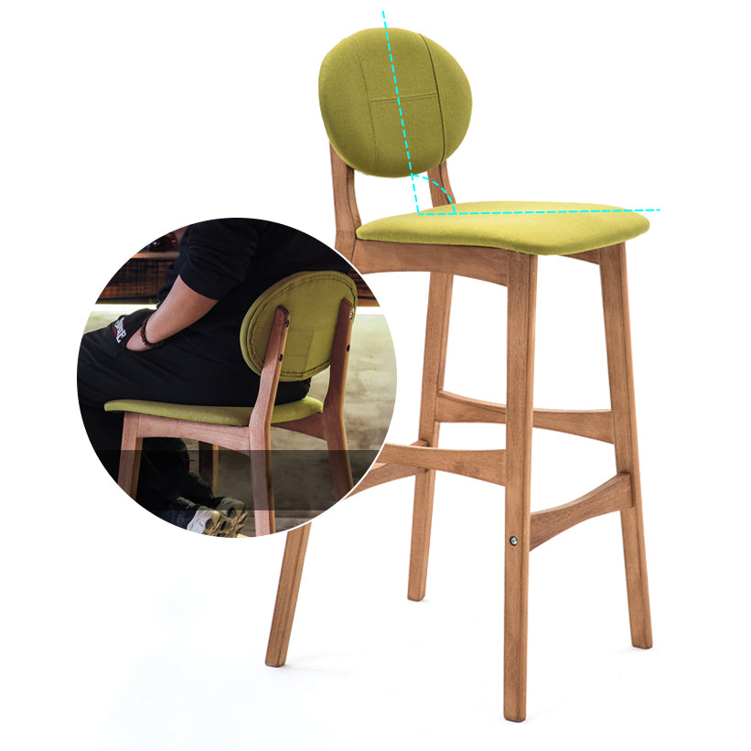 Nordic Wood lage rugleuning barkruk 30" H hoge binnenkruk met gestoffeerd voor eetkamer