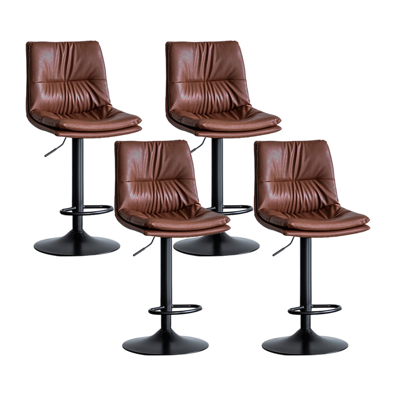 Nordic Indoor Simple Barstool Low Back Iron Tall Stool with Leather Seat