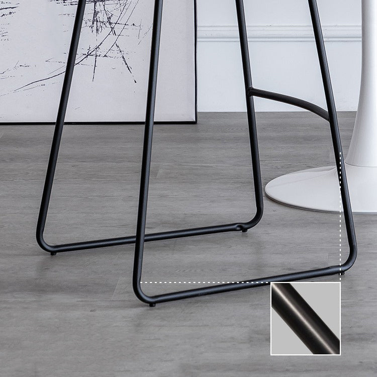 Nordic Indoor Simple Barstool Low Back Iron Tall Stool with Leather Seat