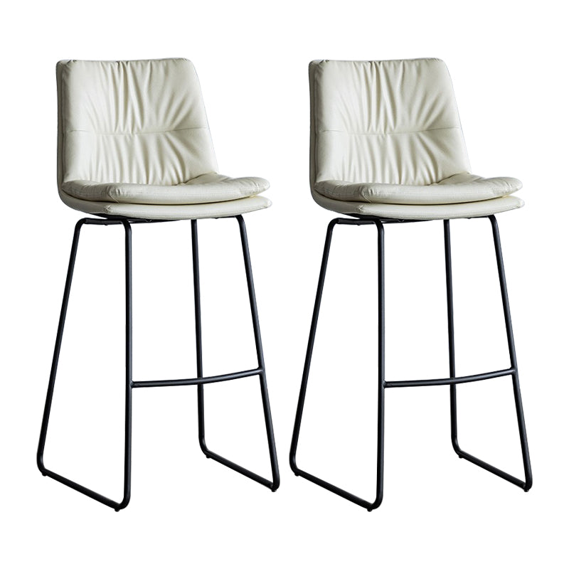 Nordic Indoor Simple Barstool Low Back Iron Tall Stool with Leather Seat
