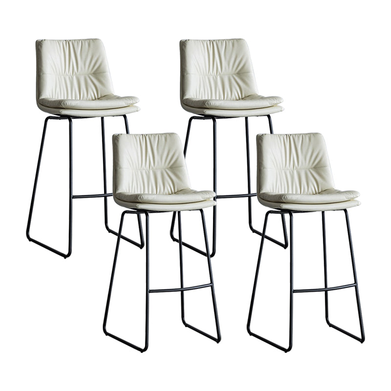 Nordic Indoor Simple Barstool Low Back Iron Tall Stool with Leather Seat