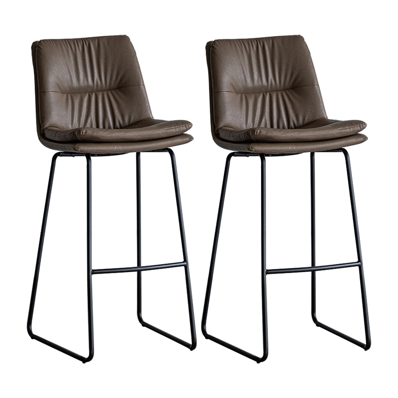 Nordic Indoor Simple Barstool Low Back Iron Tall Stool with Leather Seat