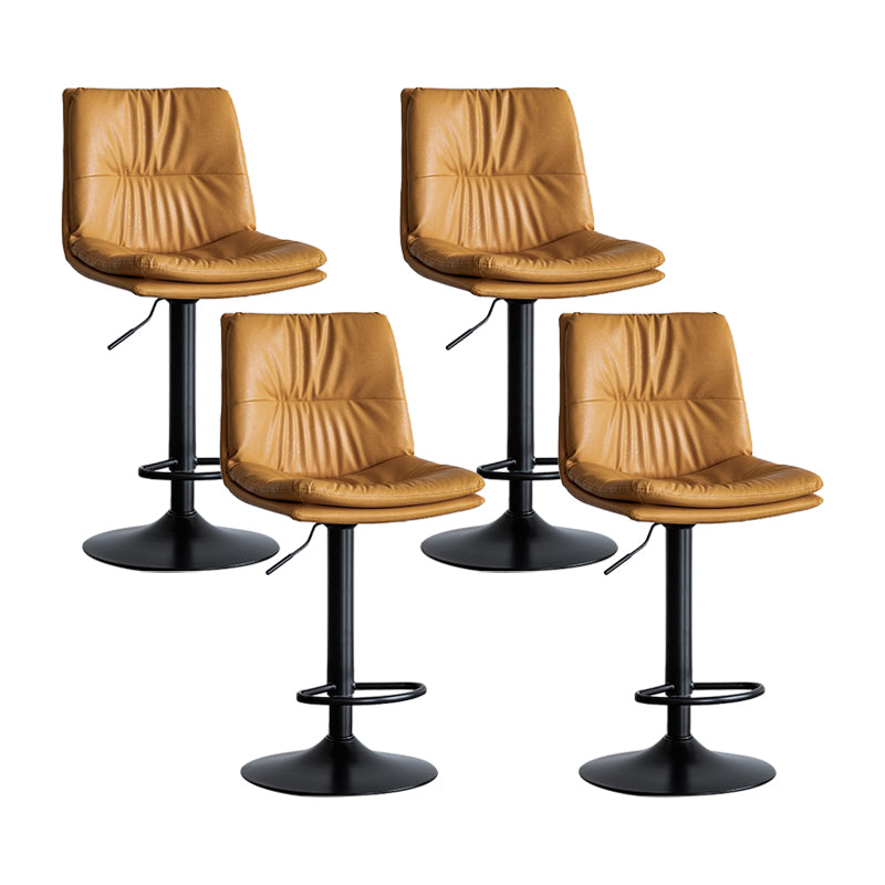 Nordic Indoor Simple Barstool Low Back Iron Tall Stool with Leather Seat