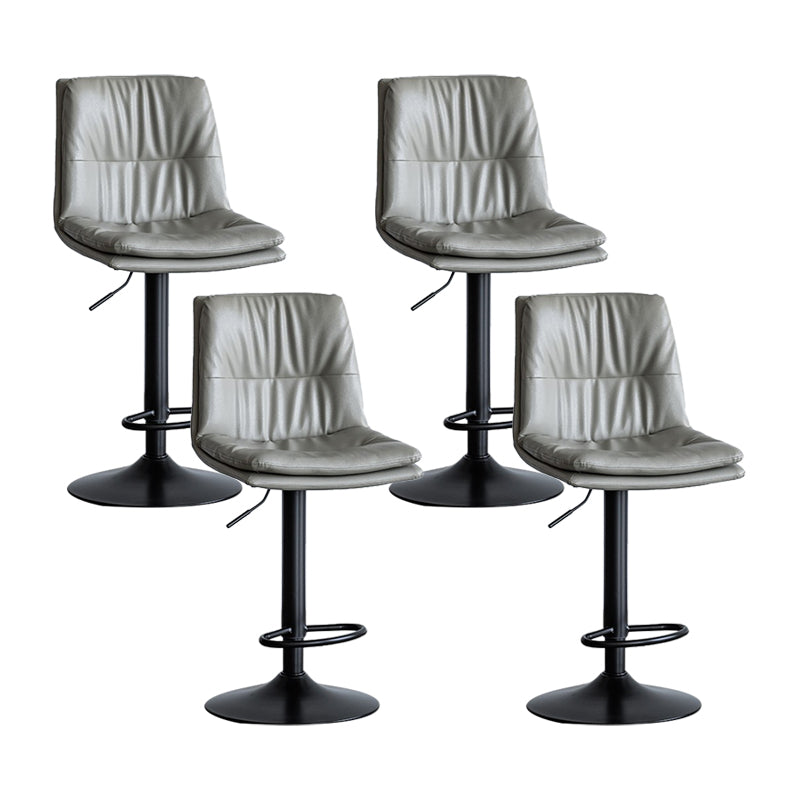 Nordic Indoor Simple Barstool Low Back Iron Tall Stool with Leather Seat