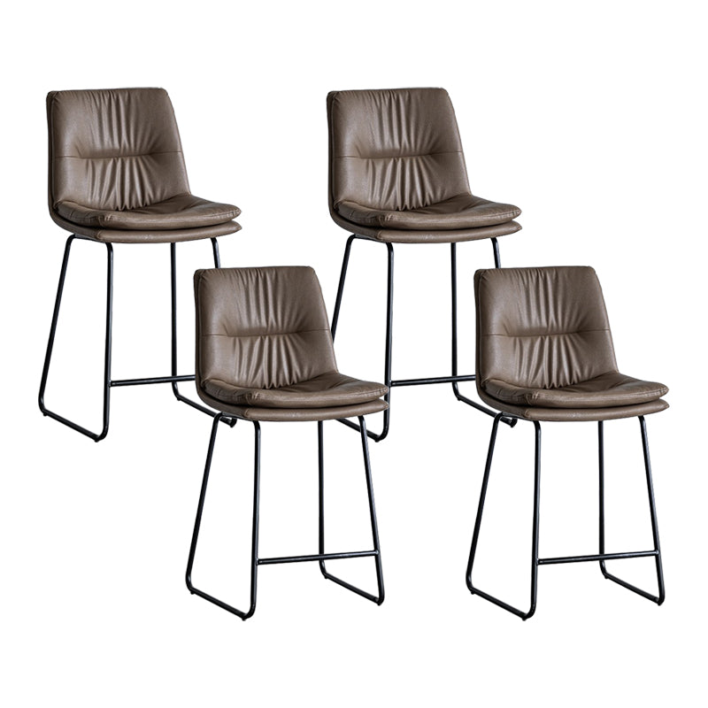 Nordic Indoor Simple Barstool Low Back Iron Tall Stool with Leather Seat
