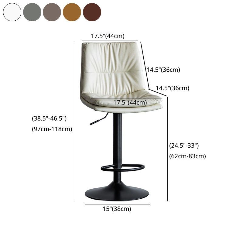 Nordic Indoor Simple Barstool Low Back Iron Tall Stool with Leather Seat