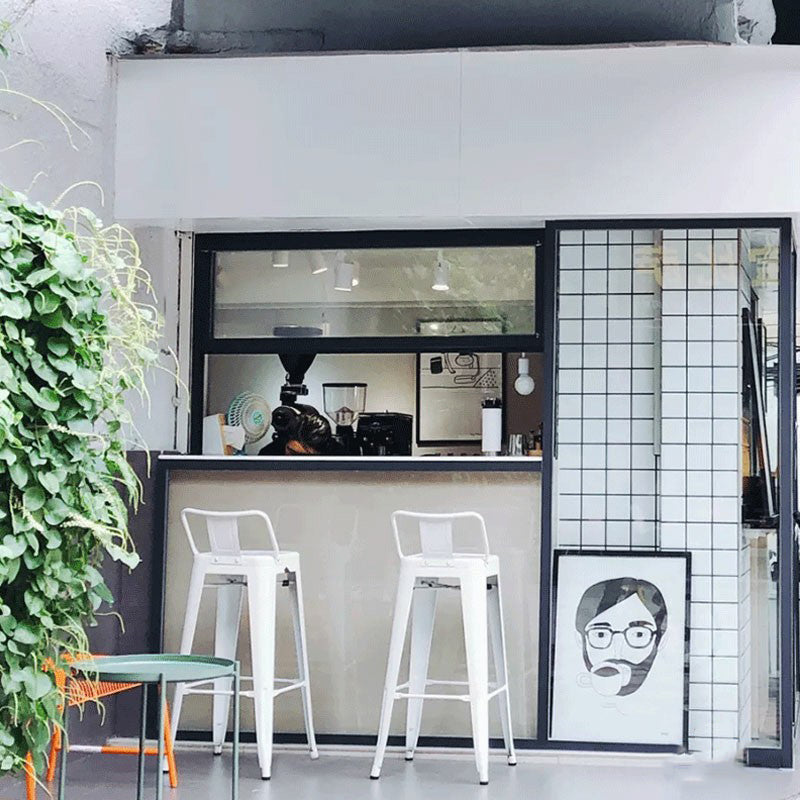 Industrial Style Armless Barstool Iron Counter Stools with Pedal for Coffee Shop