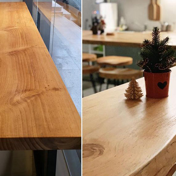 Brown Modern Style Bar Table Solid Wood and Iron Kitchen Bar Table