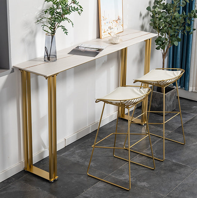 Glam Marble Counter Table with Rectangle Table Top Sled Table - 41.3" H
