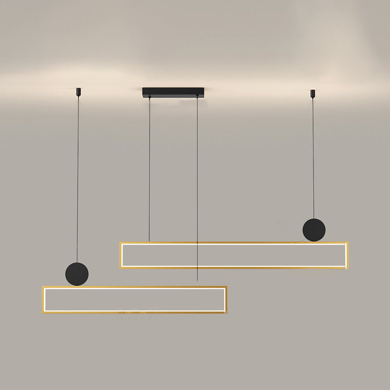 Rectangle Shape Island Lights Modern Style Metal Island Lighting in Gold