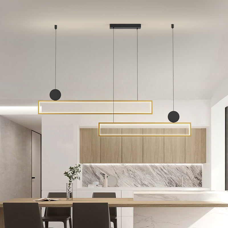 Rectangle Shape Island Lights Modern Style Metal Island Lighting in Gold