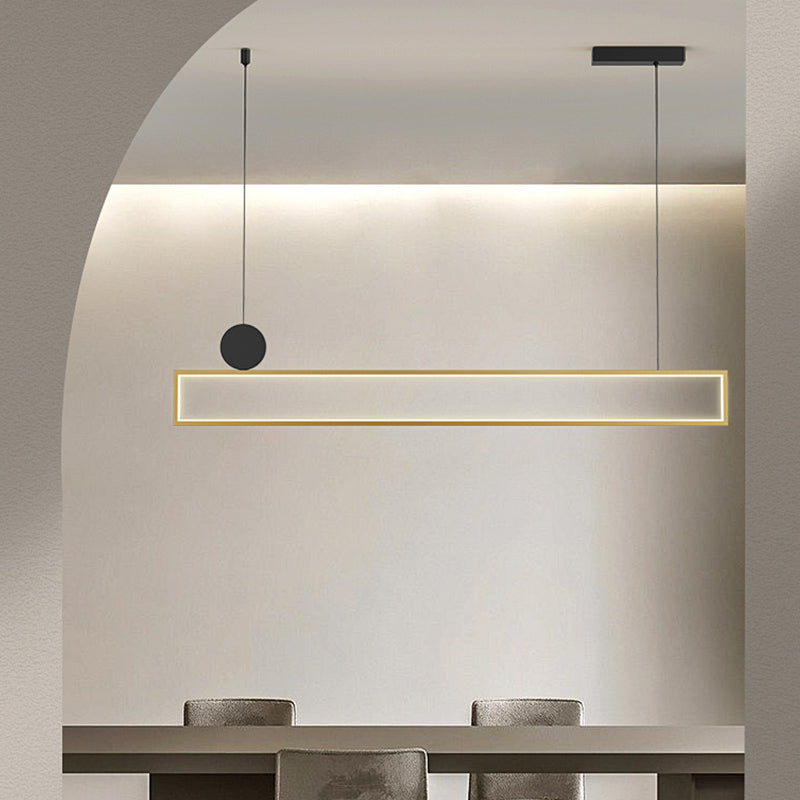Rectangle Shape Island Lights Modern Style Metal Island Lighting in Gold